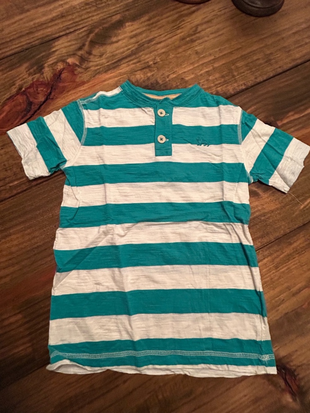 ✨Old Navy Teal & White Striped Short Sleeve Henley Tee